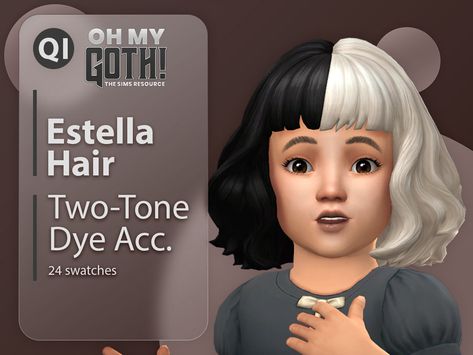 The Sims Resource - Oh My Goth - Estella Hair Two-Tone Dye Accessory Sims 4 Split Dye Hair Cc, Clover Hair, Two Toned Hair, Split Dyed Hair, Sims 4 Piercings, Heart Hair, Hair Setting, Tone Hair, Maxis Match