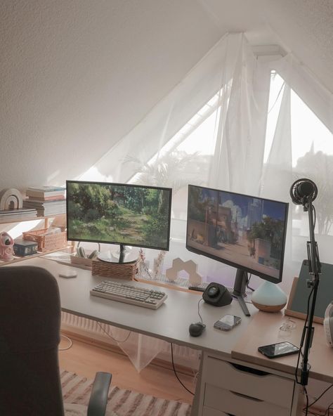 Happy Saturday ‧₊˚☁️ Let me show you how my setup currently looks like and what I would like to add :3 I definitely want to add more white elements like a white mic, white mic arm, monitor stand and white mouse lol My wishlist is available on @jointhrone which I highly recommend as a streamer and content creator to give your community the opportunity to gift you things with respecting your privacy ✨ What’s something you really need right now? Tell me 👁️👄👁️ and tag the company so they can r... Airpod Max Green, Desk Robot, White Mouse, Monitor Stand, Desk Setup, Happy Saturday, Content Creator, You Really, Tell Me