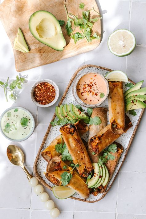 Jackfruit Taquitos, Mexican Taquitos, Jack Fruit, Taquitos Recipe, Crispy Tacos, Healthy Mexican, Mexican Tacos, Buffalo Wings, Healthy Sides