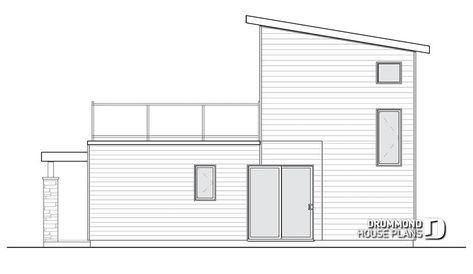 House plan W1703 detail from DrummondHousePlans.com Modern Contemporary House Plans, Plan Chalet, Drummond House Plans, Rear Elevation, Small Floor Plans, Two Story House Plans, Large Deck, Modern Style House Plans, House Plans And More