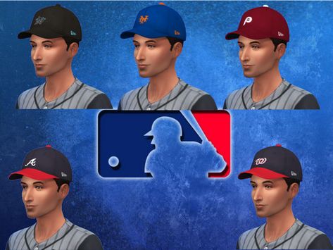 RJG811's MLB National League East Baseball Caps Sims 4 Fitted Hat Cc, Sims 4 Baseball Cap, Sims 4 Hat Slider, Sims 4 Cc Accessories Hats Male, Sims 4 Cc Snapback Hat, Yankee Hat, National League, Sims Community, Philadelphia Phillies