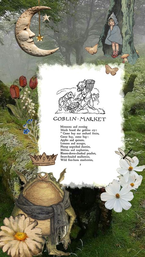 Goblin Market #fantasy #fairytale #poetry #poem #goblin #forest #butterfly Fairytale Poetry, Goblin Forest, Forest Butterfly, Goblin Market, Christina Rossetti, Types Of Fairies, Poetry Poem, Wild And Free, Your Aesthetic