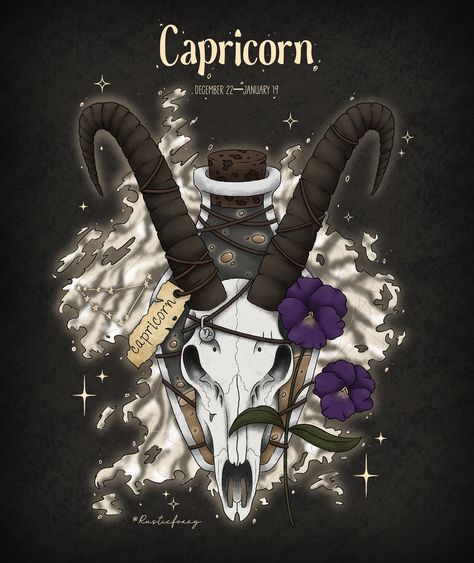 Capricorn ♑️ The 10th zodiac sign is finally done!! Capricorn for today. Only two more to go until they are all doneeeee Tag your Capricorn bestie ❤️♐️ • • • #cuteart #cottagecore #stickers #artistsoninstagram #art #artwork #stickerart #illustrationartists #illustrationart #vintage #vintagestyle #darkacademia #smallbusiness #animallovers #funnyanimals #funnyillustration #artist #autumnvibes #edgy #potionbottle #zodiacsign #capricorn #capricornio♑ Capricorn Images, Capricorn Queen, Cottagecore Stickers, Capricorn Aesthetic, Capricorn Art, Capricorn Sign, Zodiac Stuff, Funny Illustration, Zodiac Art