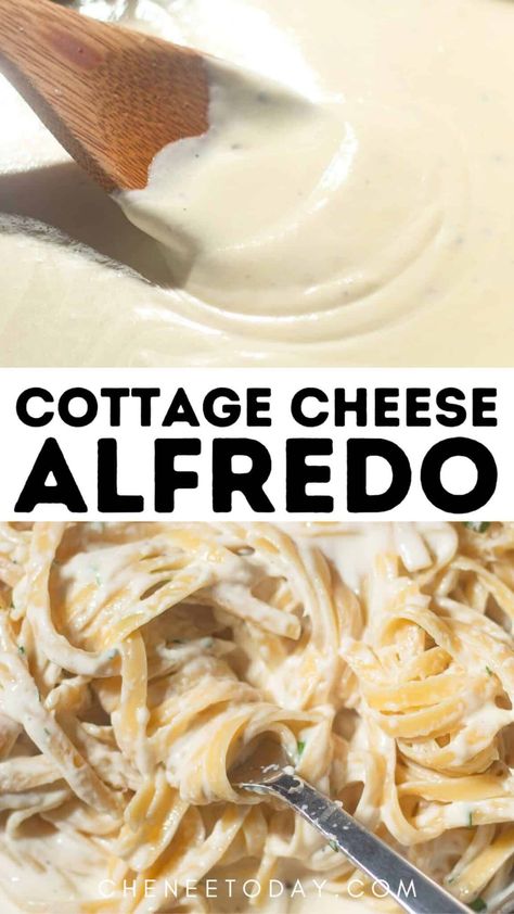 This cottage cheese alfredo sauce recipe is one of the best cottage cheese pasta sauce recipes ever! It's an easy recipe that's high protein. This healthy alfredo sauce will be your new favorite! Protein Alfredo, Cottage Cheese Alfredo Sauce, Cottage Cheese Sauce, Cottage Cheese Alfredo, Cheese Alfredo Sauce, Healthy Alfredo, Healthy Alfredo Sauce, Protein Cottage Cheese, Cottage Cheese Pasta