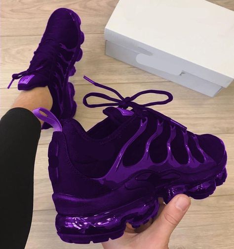 The Purple Vapormax Shoes Purple Nike Air, Tn Plus, Nike Sneakers Outfit, Basket Style, Nike Slides, Shoes Sneakers Jordans, Purple Sneakers, Nike Air Shoes, Cute Sneakers