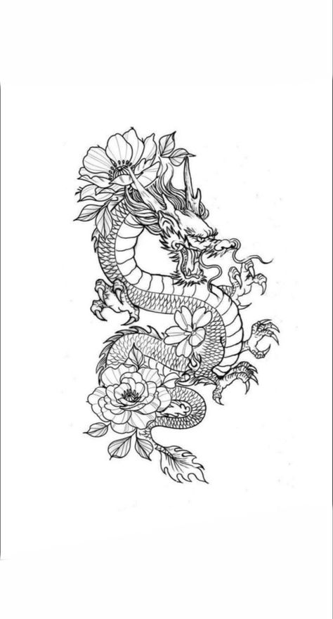 Dragon Tattoo Stencil, Tato Maori, Dragon Tattoo Sketch, Dragon Tattoo Art, Chinese Dragon Tattoos, Dragon Sleeve Tattoos, Dragon Tattoo For Women, Ornamental Tattoo, Sketch Tattoo Design