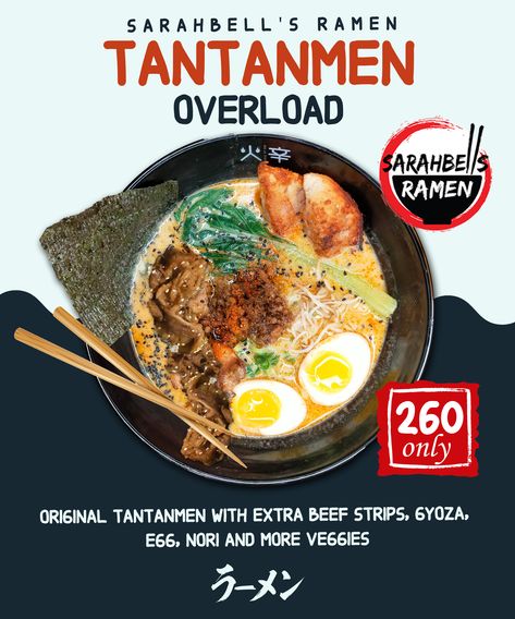 Tantanmen Ramen Poster Ramen Design Poster, Ramen Poster Design, Restaurant Signage Design, Tantanmen Ramen, Ramen Poster, Ramen Design, Restaurant Signage, Menu Lighting, Ramen Restaurant