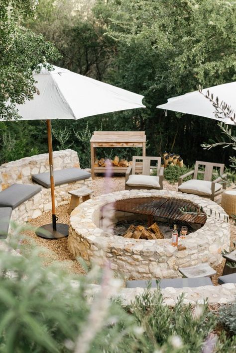 Big Freeze, Raised Vegetable Gardens, Camille Styles, Stone Fire Pit, Pea Gravel, Fire Pit Area, Kitchen Patio, Dream Backyard, Firepit