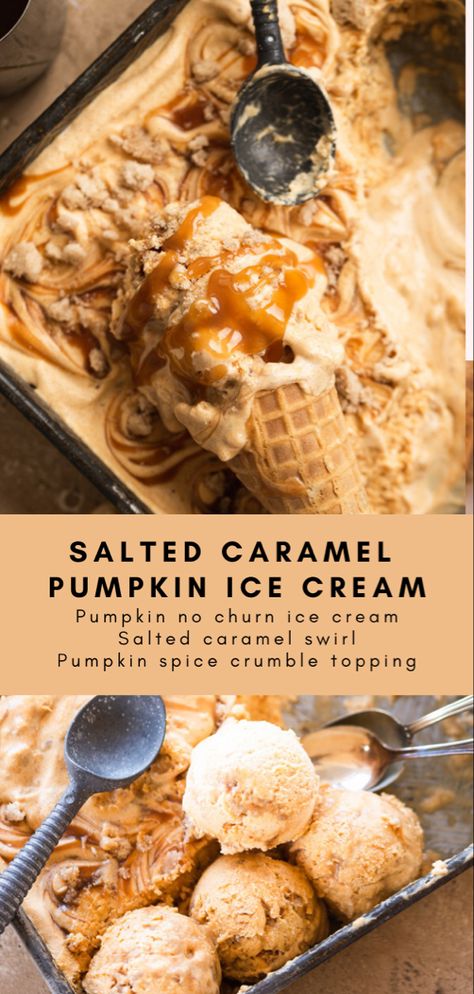 Pumpkin No Churn Ice Cream, Homemade Pumpkin Spice Ice Cream, Pumpkin Ice Cream No Churn, Pumpkin Ice Cream Recipe Machine, Fall Homemade Ice Cream, Fall Ice Cream Shop Ideas, Pumpkin Spice Caramels, No Churn Pumpkin Ice Cream, Thanksgiving Ice Cream Recipes