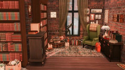 Sims Reading Nook, Sims 4 Cc Book Nook, Sims 4 Reading Nook, Sims 4 Book Nook, Bookworm Bedroom, Ts4 Interior, Book Lovers Bedroom, 4 Dragons, Dreamland Ideas