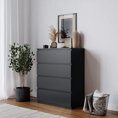 The sleek, clean lines of the no handle design drawers will blend into any room perfectly Chest Drawer Decor Ideas, Drawer Decor Ideas, Chest Of Drawers Decor, Drawer Decor, Pine Bedroom Furniture, Chest Cabinet, 4 Drawer Chest, Bedroom Drawers, Wooden Bedroom