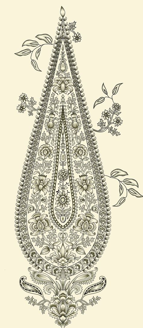 Mughal Prints, Wedding Doodles, Ethnic Print Pattern, Floral Textile, Print Design Art, Black And White Art Drawing, Textile Prints Design, Paisley Art, Chinoiserie Wallpaper