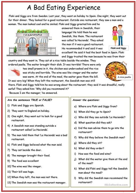 Used To Worksheet, English Reading Skills, Intermediate Reading, Esl Reading Comprehension, Reading Comprehension Texts, Reading Comprehension For Kids, Esl Reading, Reading Comprehension Lessons, Reading Comprehension Questions