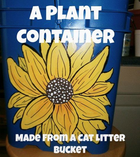 Repurposed Cat Litter Bucket, Bucket Diy, Bucket Garden, Bucket Ideas, Tidy Cats, Life Hacks Every Girl Should Know, Bucket Gardening, Litter Bin, Kitty Litter