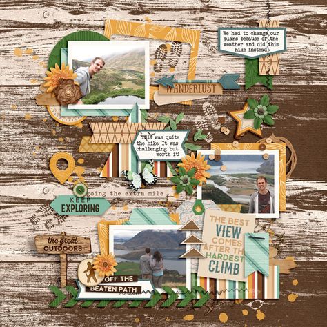 Monkey Scrapbook Layouts, Nature Scrapbook Layouts, Camping Scrapbook Layouts, Camping Scrapbook, Scrapbook Overlay, Wedding Scrapbooking Layouts, Travel Scrapbook Pages, Scrapbook Template, Vacation Scrapbook