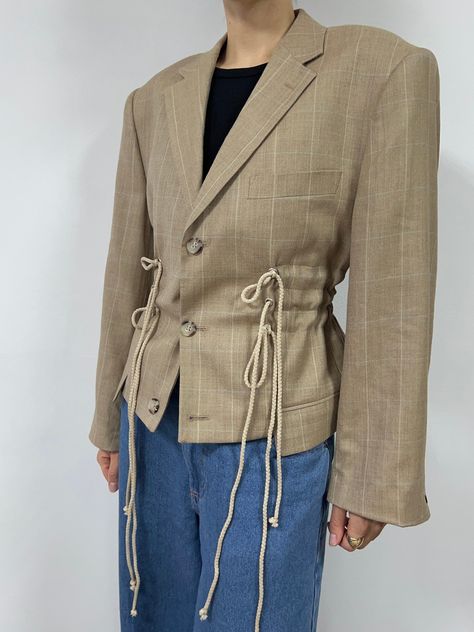 Reworked Jacket, Deconstruction Fashion, Fits Inspiration, Reworked Clothing, Tailored Fashion, Upcycled Textiles, Upcycle Sewing, Blazer Set, Silk Suit