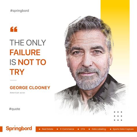 #fridayquotes #quotefortheday #GeorgeClooney . . . “The only failure is not to try.” – George Clooney . . . Ceo Quote, Dublin Airport, Powerpoint Slide Designs, Social Media Branding Design, Friday Quotes, Media Branding, Quotes Design, Quote Template, Webpage Design