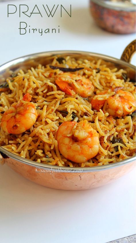 Prawn biryani recipe, Shrimp biryani recipe | Sandhya's recipes Shrimp Briyani Receipes, Shrimp Biryani Recipe, Mutton Recipes Pakistani, Prawns Biryani, Shrimp Biryani, Prawn Biryani Recipes, Prawns Recipes, Food Biryani, Prawn Biryani