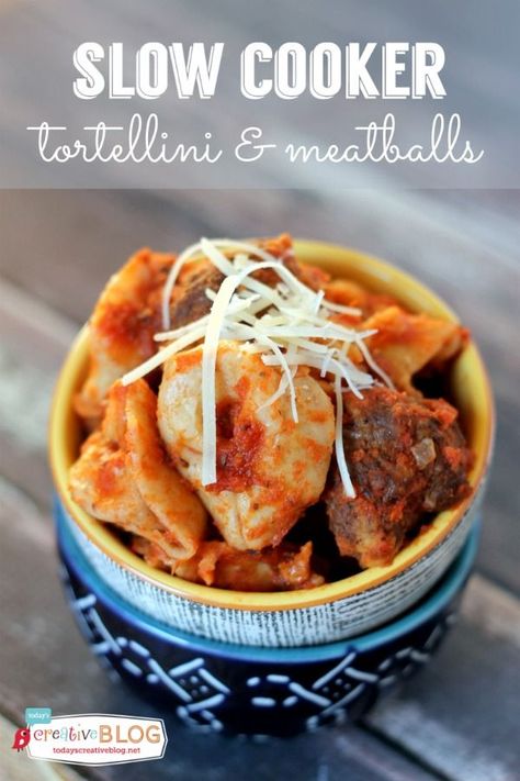 Tortellini And Meatballs, Meatballs Recipe Easy, Slow Cooker Tortellini, Crock Pot Tortellini, Meatball Recipes Crockpot, Slow Cooker Teriyaki Chicken, Meatball Recipes Easy, Tortellini Recipes, Slow Cooker Meatballs