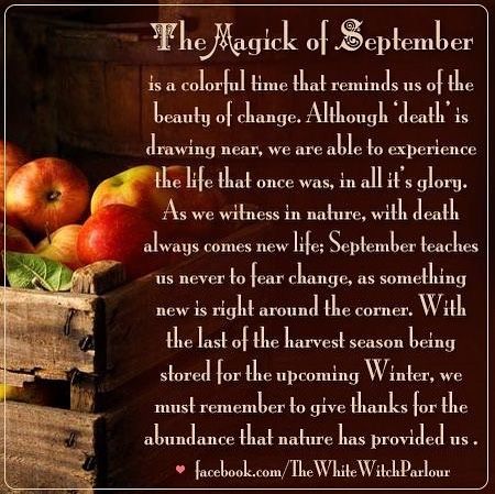 September Blessings! The magick of Autumn is right around the corner now! ✨Embrace change, as it brings about new beginnings. 🌾🌻🍂🍁 Xo, ~ Jenna www.whitewitchparlour.com #change #september #magick #witch #autumn September Magic, Peace Spell, September Magick, September Hello, Spiritual Witch, The White Witch, September Fall, Autumn Witch, Autumnal Equinox