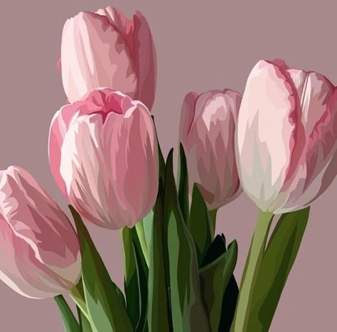 Tulip Digital Art, Tulip Flower Pictures, Tulip Drawing, Apple Watch Wallpaper, Acrylic Flowers, Flower Doodles, Flower Phone Wallpaper, Pink Tulips, Book Art Drawings