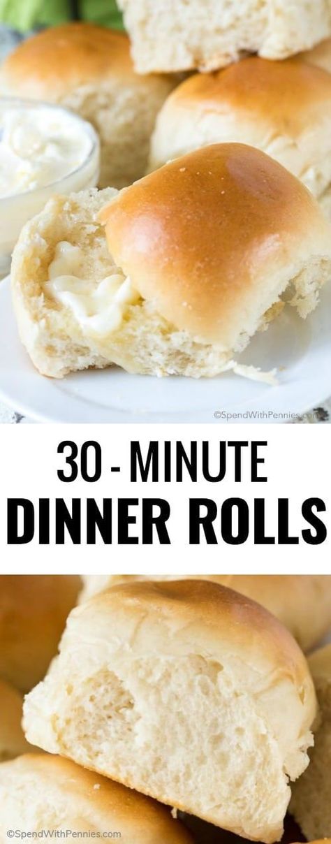 30 Minute Dinner Rolls, Dinner Rolls Recipe Easy, Rolls Recipe Easy, Diy Easy Recipes, Homemade Rolls, Fingerfood Party, 30 Minute Dinners, Baked Dinner, Homemade Dinner Rolls