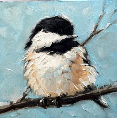 Chickadee Art, Painting Birds, Seni Dan Kraf, Bird Paintings, Simple Acrylic Paintings, Paint Night, Piet Mondrian, Things To Paint, Jackson Pollock