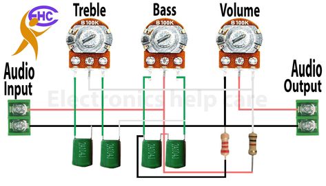 Bass tone circuit diagram Bass Treble Circuit Diagram, Diy Bluetooth Speaker, Low Pass Filter, Electronics Projects For Beginners, Basic Electronic Circuits, Diy Amplifier, Car Audio Amplifier, Simple Circuit, Subwoofer Amplifier