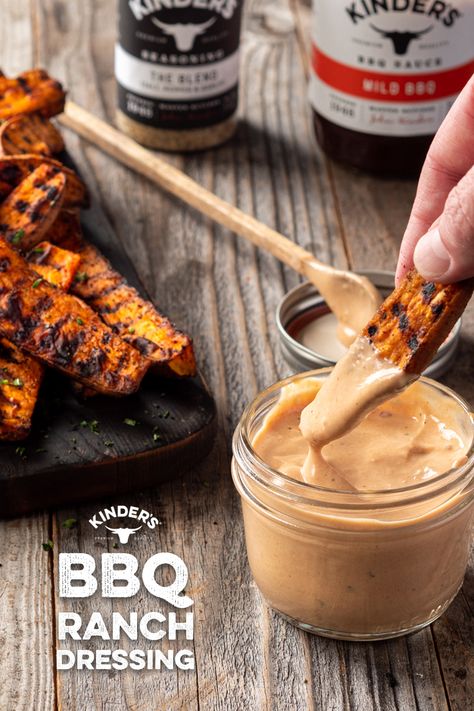 Our BBQ Ranch Dip is a simple recipe that comes together in just a few minutes. Ranch Bbq Sauce, Ranch Salad Dressing Recipes, Bbq Ranch Dressing, Homemade Stromboli, Bbq Sauce Ingredients, Condiment Recipes, Meat Dinners, Gravy Sauce, Ranch Dip