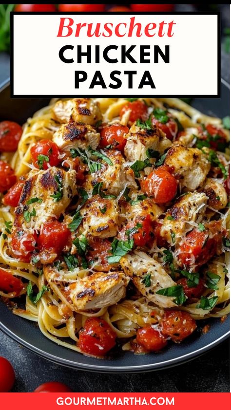 Bursting with juicy tomatoes, fresh basil, and tender chicken, this Bruschetta Chicken Pasta is a perfect blend of Italian-inspired flavors. Ready in no time and ideal for a cozy dinner, it’s a quick recipe you’ll come back to again and again. Make this dish tonight – grab the recipe #BruschettaChicken #PastaRecipe #ItalianDinner #QuickMeals #EasyDinnerIdeas #TomatoBasil #FamilyDinner #WeeknightDinner #ChickenPasta #FreshIngredients Italian Dishes Recipes, Chicken Tomato Pasta, Chicken Recipes With Tomatoes, Chicken Bruschetta Recipe, Bruschetta Pasta, Bruschetta Chicken Pasta, Chicken Pasta Dishes, Italian Dinner Recipes, Bruschetta Chicken