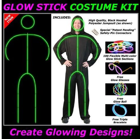 Glow Stick Costume, Glow Stick Halloween, Glow In The Dark Costume, Stick Man Costume, Church Youth Group Activities, Stick Costume, Stick Figure Costume, Best Kids Costumes, Glowing Glasses