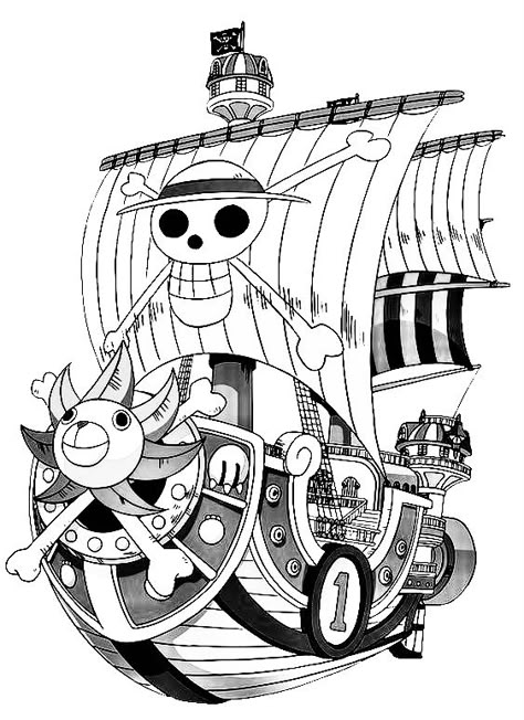 Fish Man One Piece, One Piece Ship Tattoo, Thousand Sunny Tattoo, One Piece Ship Boat, One Piece Pirate Ship, One Piece Boat, Luffy Tattoo Ideas, One Piece Map, Dota Tattoo