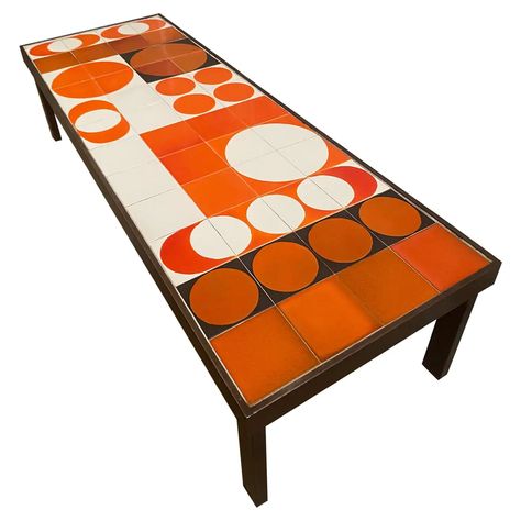 Ceramic Coffee Table by Roger Capron, Vallauris, France, 1970s For Sale at 1stDibs Ceramics Furniture, Eminent Domain, Tiled Table, Ceramic Coffee Table, 70s Colors, Antique Coffee Tables, Tiled Coffee Table, Tile Table, Mcm Furniture