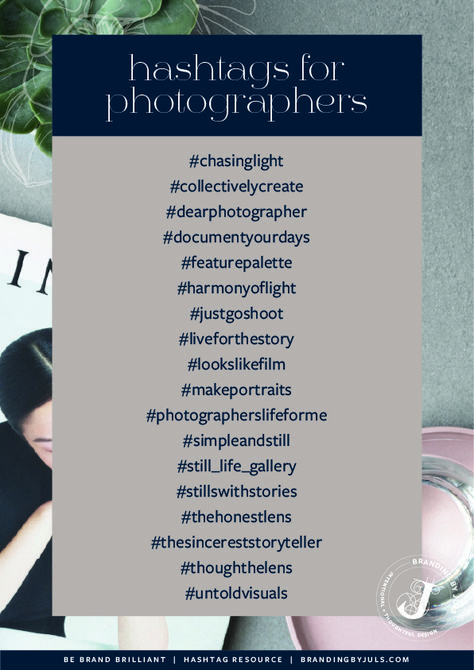 This guide with over 200+ hashtags for creatives, female entrepreneurs and small businesses to boost your following, get your brand notices and reach your dream audience. Using specific, brand relevant hashtags to get discovered by new audiences boosting your engagement on social media. #socialmedia #contentcreation #instagramtips #branding #photography Photography Hashtags Instagram, Photography Posts Social Media, Photographer Hashtags, Hashtags For Photographers, Advertising Ideas Marketing, Engagement Social Media, Photography Hashtags, Hashtags For Instagram, Ig Caption