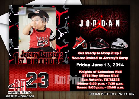 Jordan Birthday Invitations Digital $15-  Printed Available Contact Kmprintsa@yahoo.com Jordan Birthday, Custom Jordan, Non Traditional Wedding Ring, Invitation Layout, Bday Invitations, 23rd Birthday, Birthday Invitation Template, Boy Bedroom, 1st Birthday Invitations