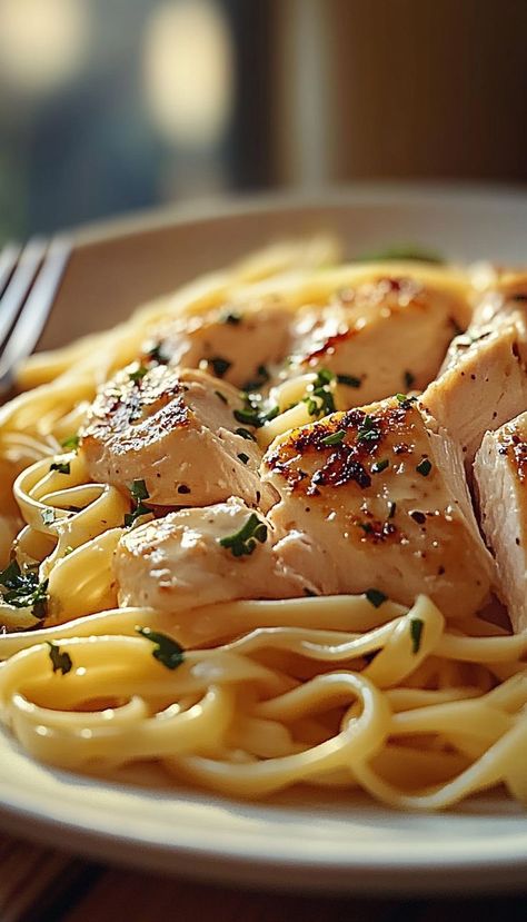 This Buttery Garlic Chicken Noodles Recipe is the ultimate comfort food! With tender chicken, rich buttery noodles, and a hint of garlic, each bite is filled with savory, cozy flavors. Perfect for weeknight dinners, this easy dish is a family favorite! Buttery Garlic Chicken, Chicken Breast And Noodles Recipe, Quick Chicken Pasta Recipes, Chicken Noodles Recipe, Buttery Noodles, Buttered Noodles Recipe, Japanese Street Food Recipes, Noodle Dinner, Homemade Garlic Butter