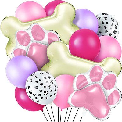 Pink Paw Print, Balloons Decoration, Fest Temaer, Balloon Kit, Rainbow Balloons, Dog Birthday Party, Rose Party, Party Animals, Dog Party