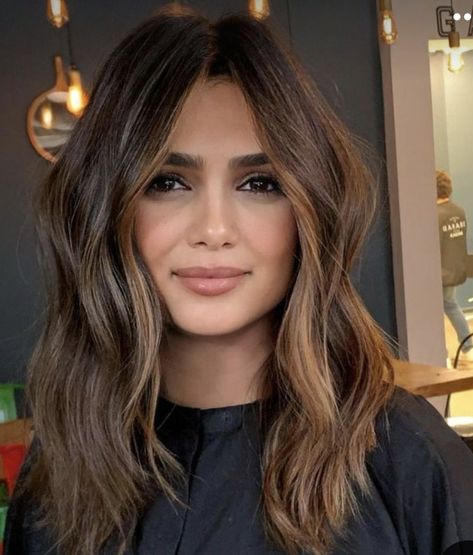 Mid Length Hairstyles Brunette, Balayage Olive Skin Tone, Shade Hair, Hair Inspired, Olive Skin Tone, Brown Hair Balayage, Olive Skin, Hair Balayage, Permed Hairstyles