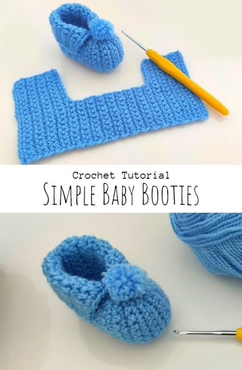 Crochet SImple Baby Booties Crochet Booties Free Pattern, Crochet Newborn Booties, Newborn Crochet Booties, Crochet Baby Shoes Tutorial, Crochet Baby Shoes Free Pattern, Crochet Baby Booties Tutorial, Crochet Baby Booties Free Pattern, Baby Socks Pattern, Crochet Baby Socks