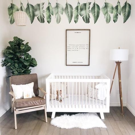 Leaf Wall Decals, Nursery Ideas Boy, Baby Nursery Inspiration, Tropical Nursery, Office Wall Decals, Nursery Room Design, Baby Boy Room Nursery, Baby Rooms, Baby Room Design