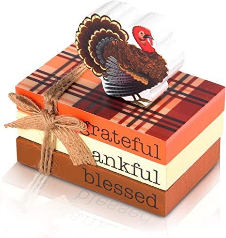 Wooden Book Stacks, Wooden Turkey, Fall Tiered Tray Decor, Harvest Thanksgiving, Tabletop Signs, Wood Book, Wooden Books, Autumn Gifts, Decor Figurines