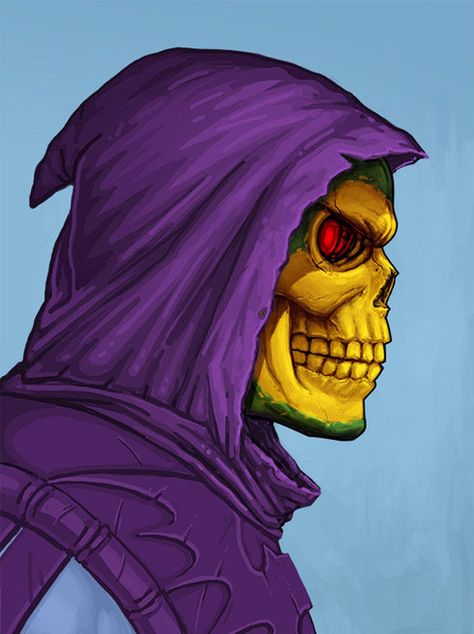 'Skeletor' portrait by Mike Mitchell Mike Mitchell, Skeleton, Red, Art