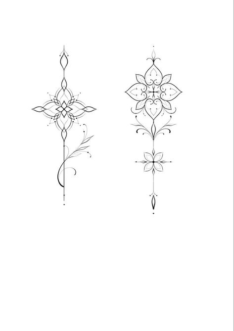 Small Ornamental Tattoo, Small Mandala Tattoo, Modern Art Tattoos, Minimal Tattoo Design, Mandala Tattoo Design, Japanese Tattoo Designs, Line Art Tattoos, Spine Tattoos, Dark Tattoo