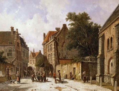 Dutch Paintings, Antique Paintings, Medieval Life, Albrecht Durer, Old Dutch, Perspective Art, City Painting, Cityscape Art, Dutch Painters