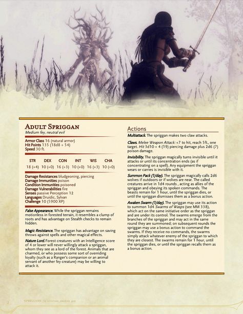 Fey Wild, Homebrew Monsters, Monster Manual, Dnd Stats, Dnd Homebrew, Dungeons And Dragons 5e, Dungeons And Dragons Classes, Dnd 5e Homebrew, D D Monsters