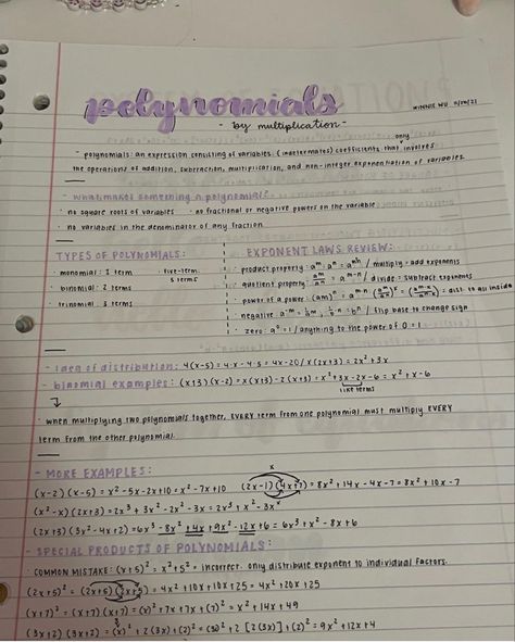 9th Grade Math Notes, Grade 10 Math Notes, Grade 9 Math Notes, Polynomials Notes, Education Notes, 9th Grade Math, Maths Revision, Arithmetic Progression, Factoring Polynomials