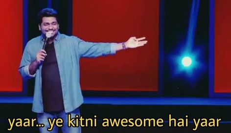 Yaar ye kitni awesome hai yaar, zakir khan meme Yaar Ye Kitni Awesome Hai Yaar, Zakir Khan, Memes Template, Diy Gifts Videos, Standup Comedy, Indian Meme, Bollywood Theme, Laugh Meme, Lame Jokes