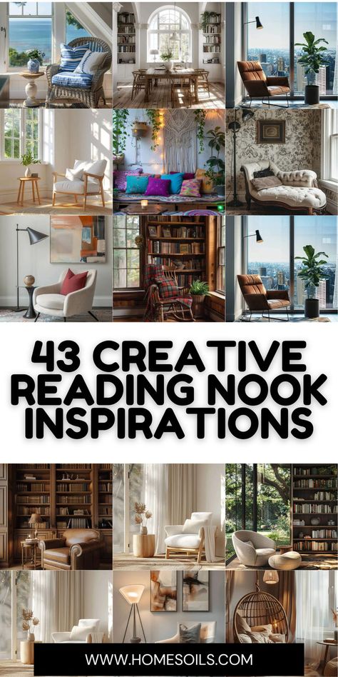 Discover 43 Creative Reading Nook Inspirations to create your perfect cozy corner. Explore unique designs, comfy seating, and stylish decor that transform any space. Get inspired by our curated collection for a warm and inviting reading nook. Small Reading Space Ideas, Reading Nook In Loft, Reading Nooks For Adults, Cozy Corner Reading Nook, Corner Reading Nook Living Room, Tiny Reading Nook, Reading Room Ideas Cozy, Reading Corner Ideas For Adults, Upstairs Loft Ideas