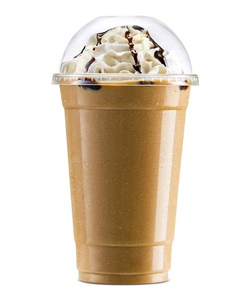 Plastic Cups with Dome Lids by Green Direct - 24 oz. Disposable Party Cup Set for Cold Drink/Bubble Boba/Iced Coffee/Tea/Smoothie Pack of 100 Plastic Coffee Cup, Coffee & Tea, Cup Minuman, Cold Coffee Cup, Minuman Cup, Ice Blended, Coffee Plastic Cup, Smoothie Cups, Coffee Cup