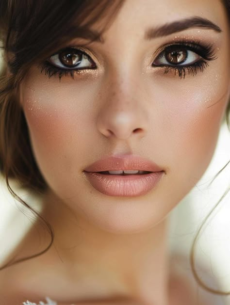 Best Wedding Makeup for Brown Eyes: Elegant, Natural Looks for Every Bride Fall Makeup Looks For Brown Eyes, Brunette And Blonde Hair, Bride Makeup Brown Eyes, Makeup Ideas For Brown Eyes, Perfect Wedding Makeup, Bridesmaid Things, Beach Wedding Makeup, Beautiful Wedding Makeup, Gorgeous Wedding Makeup